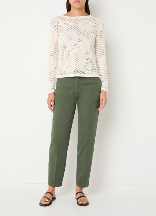 Benetton Sweater met opengewerkt dessin - voorkant 2 creme