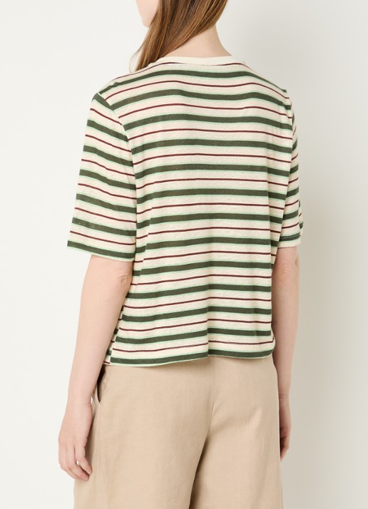 Benetton T-shirt in linnenblend met print - achterkant 4 creme