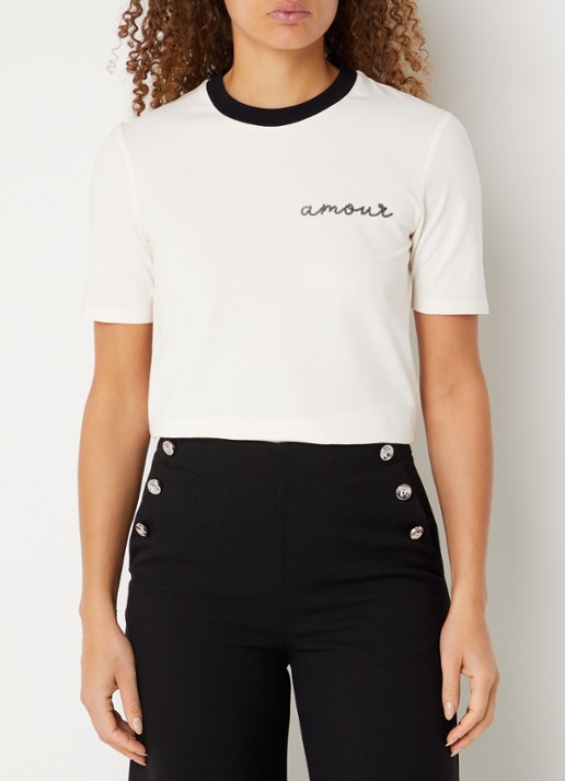 Benetton T-shirt met logo en pailletten