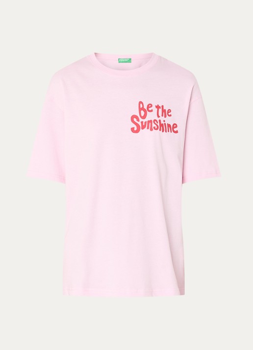Benetton T-shirt met print - voorkant roze