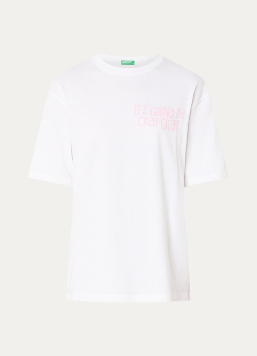 Benetton T-shirt met print - voorkant 2 wit