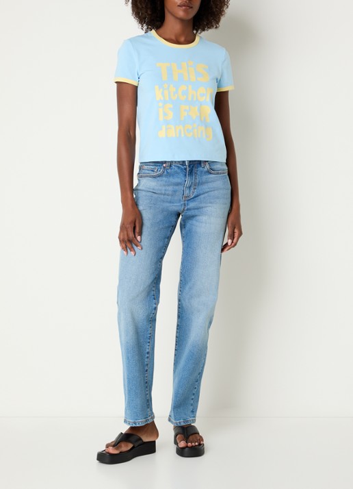 Benetton T-shirt met print - voorkant 3 lichtblauw