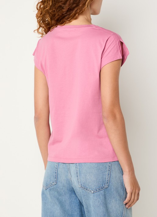 Benetton T-shirt met ronde hals en split - achterkant 4 roze