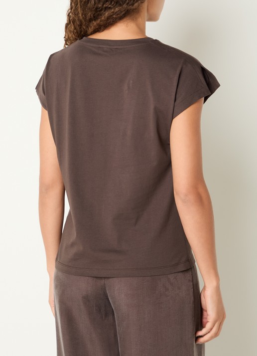 Benetton T-shirt met ronde hals en split - achterkant 3 lichtbruin