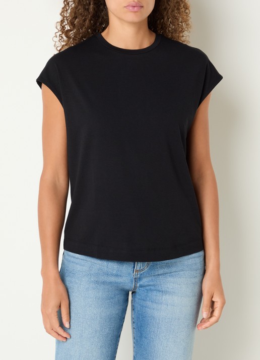 Benetton T-shirt met ronde hals - detail 4 zwart