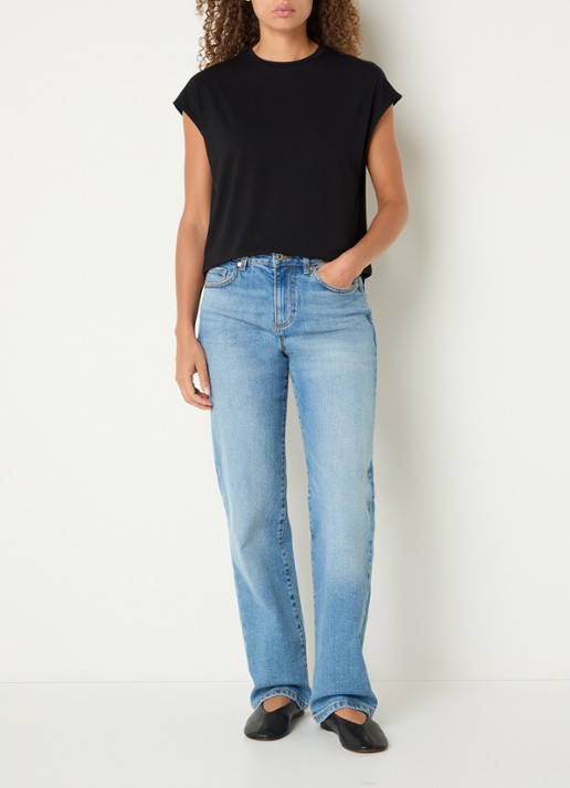 Benetton T-shirt met ronde hals - voorkant 2 zwart