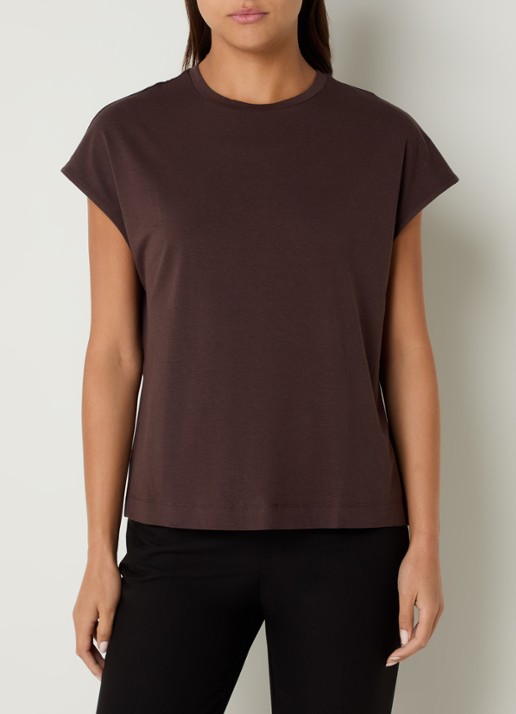 Benetton T-shirt met ronde hals - detail bruin