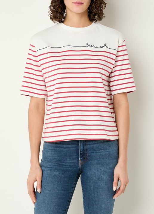 Benetton T-shirt met streepprint en borduring