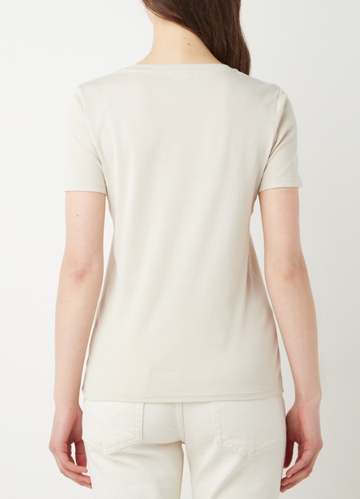 Benetton T-shirt van katoen met V-hals - achterkant 2 beige