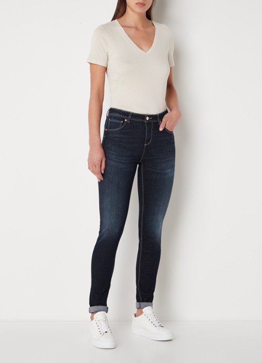Benetton T-shirt van katoen met V-hals - voorkant 3 zand