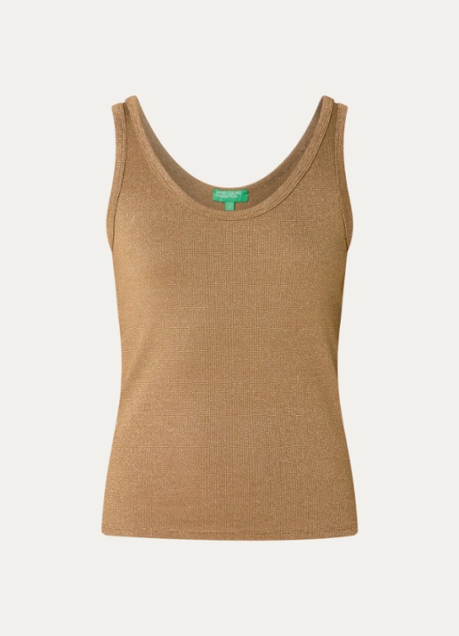 Benetton Tanktop met lurex - voorkant 3 camel