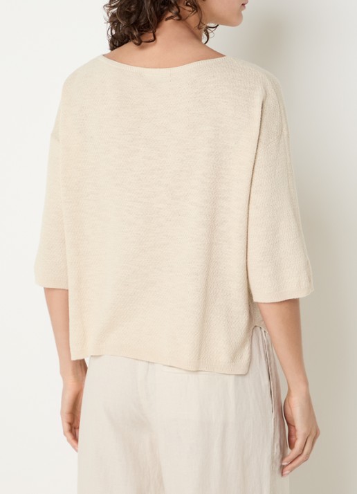 Benetton Top in linnenblend met boothals - achterkant 3 vanillegeel