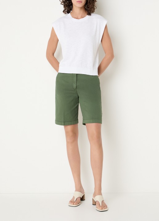 Benetton Top in linnenblend met ronde hals - voorkant 2 wit