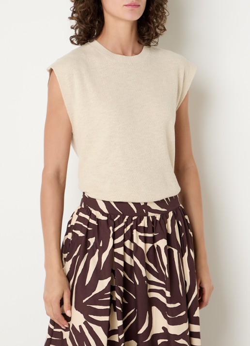 Benetton Top in linnenblend met ronde hals
