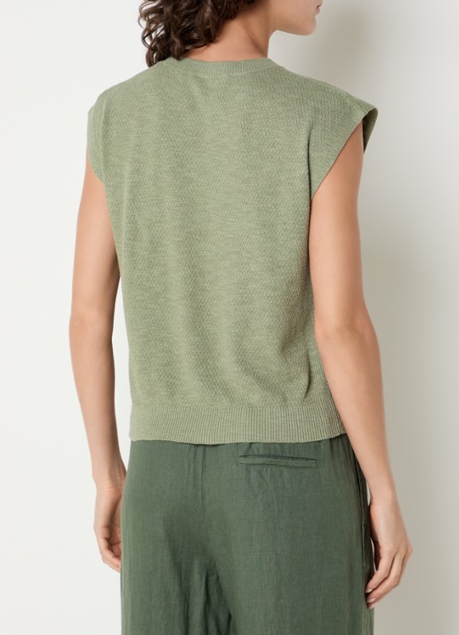 Benetton Top in linnenblend met ronde hals - achterkant lichtgroen
