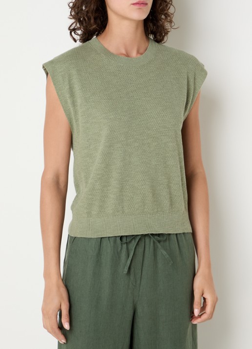 Benetton Top in linnenblend met ronde hals