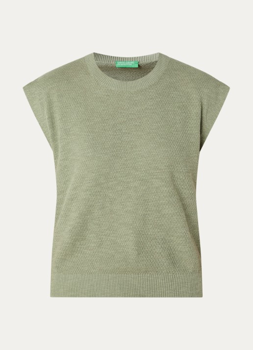 Benetton Top in linnenblend met ronde hals