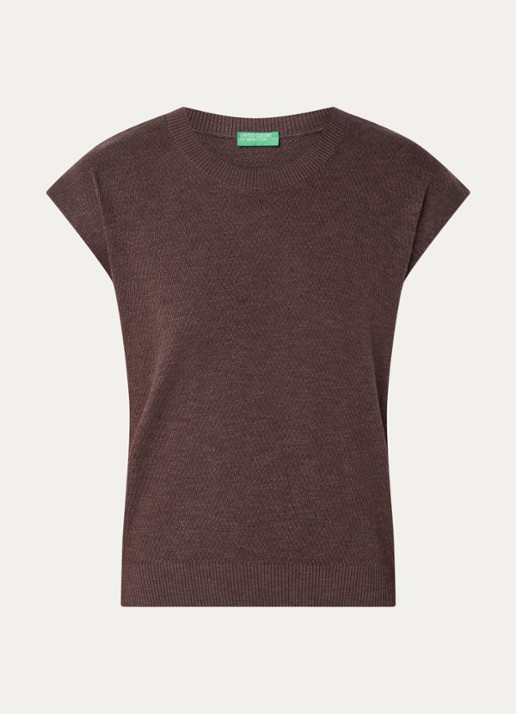 Benetton Top in linnenblend met ronde hals