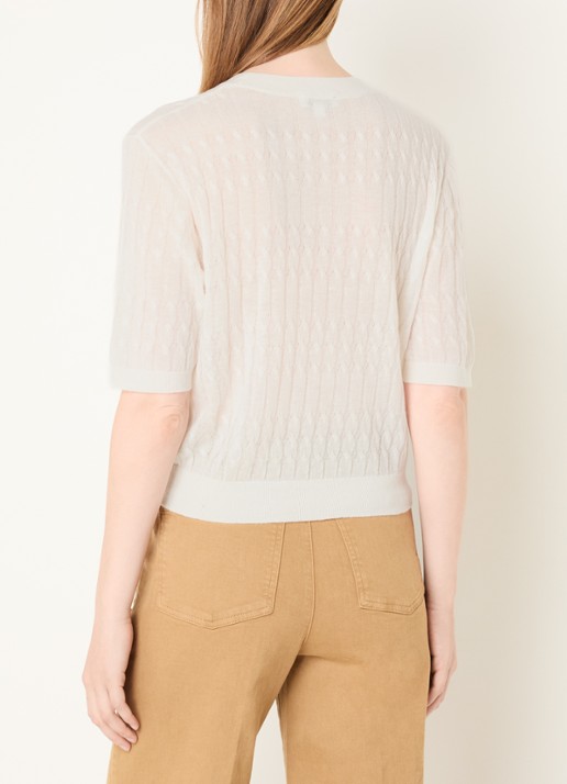 Benetton Top in wolblend met ronde hals - achterkant 2 creme