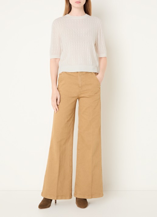 Benetton Top in wolblend met ronde hals - voorkant 4 creme