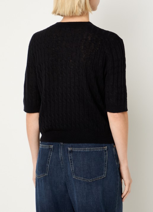 Benetton Top in wolblend met ronde hals - achterkant 2 zwart