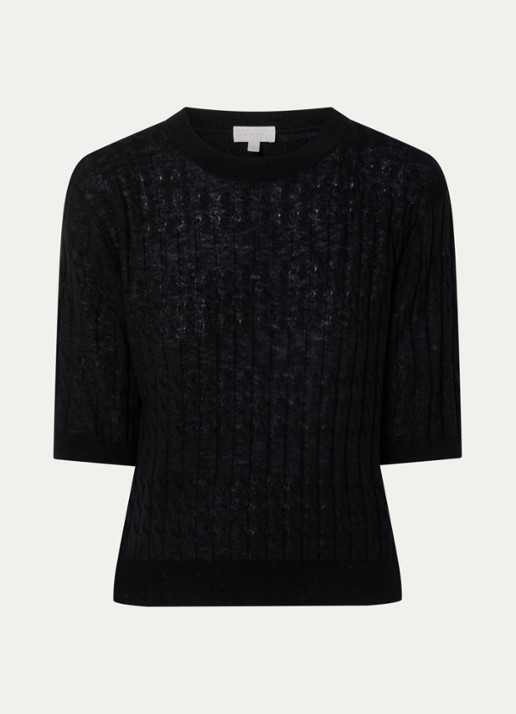 Benetton Top in wolblend met ronde hals - voorkant 3 zwart