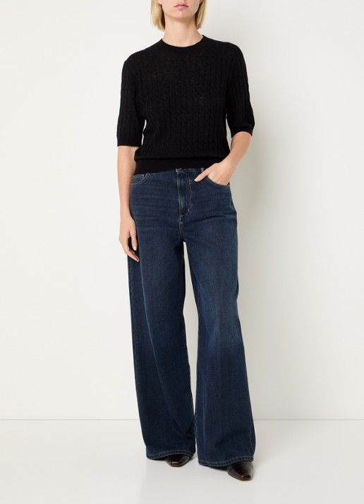 Benetton Top in wolblend met ronde hals - voorkant 4 zwart