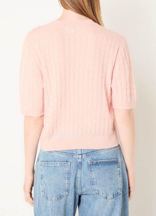 Benetton Top in wolblend met ronde hals - achterkant 3 oudroze