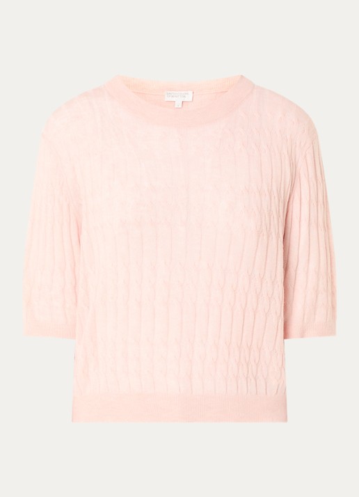 Benetton Top in wolblend met ronde hals - voorkant oudroze