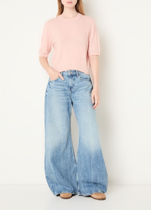 Benetton Top in wolblend met ronde hals - voorkant 2 oudroze