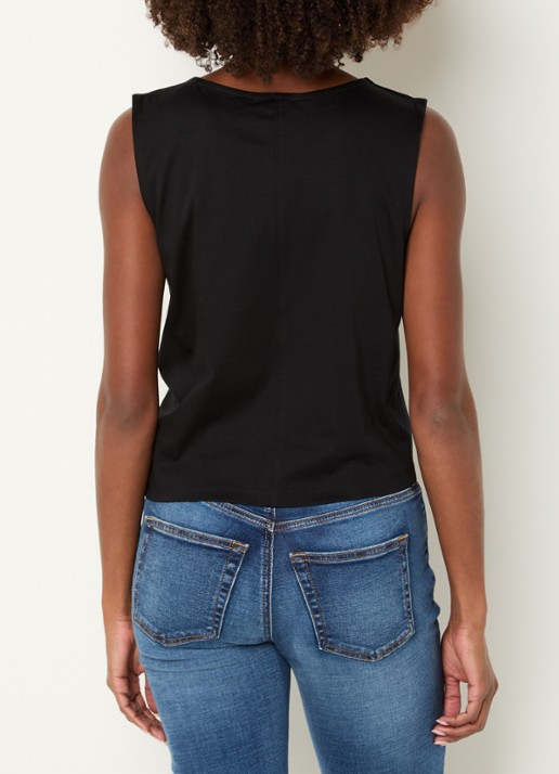 Benetton Top met knoopdetail  - achterkant zwart