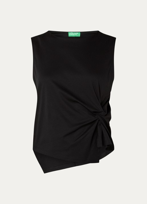Benetton Top met knoopdetail  - voorkant 3 zwart