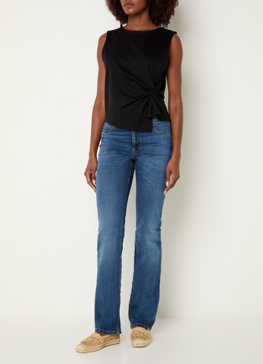 Benetton Top met knoopdetail  - voorkant 4 zwart