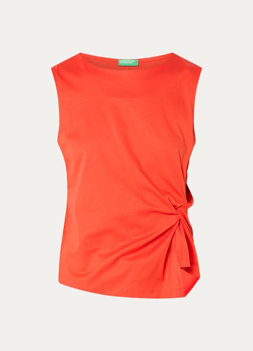 Benetton Top met knoopdetail  - voorkant 3 orange