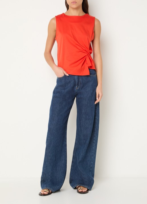 Benetton Top met knoopdetail  - voorkant 4 orange