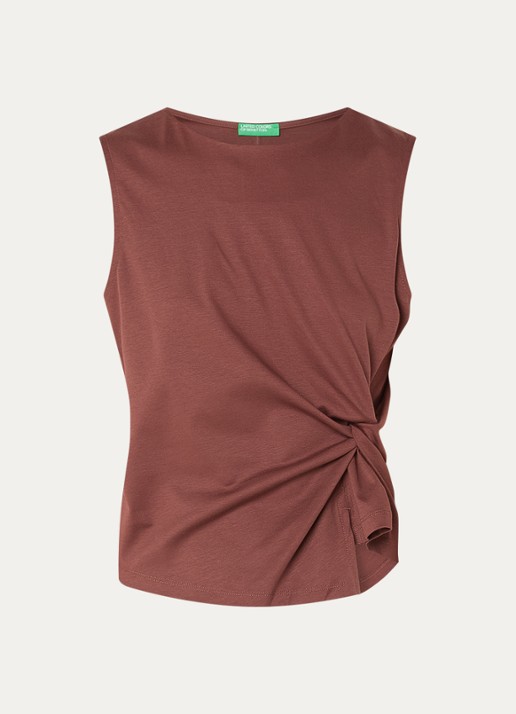Benetton Top met knoopdetail  - voorkant 2 bruin