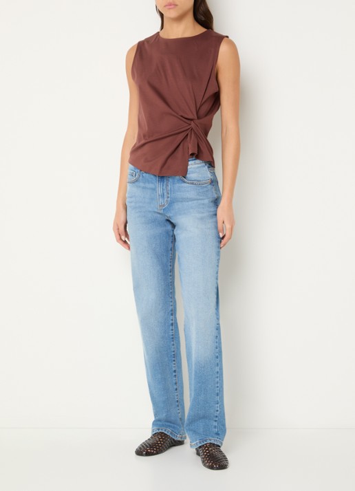 Benetton Top met knoopdetail  - voorkant 3 bruin