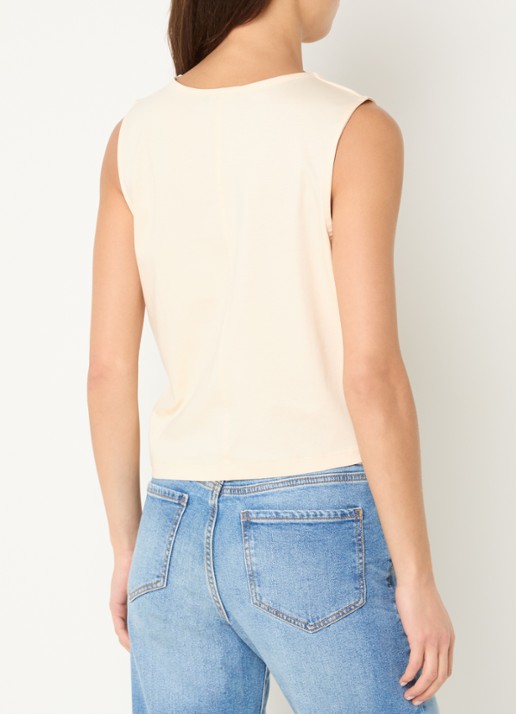 Benetton Top met knoopdetail  - achterkant 3 lichtgeel