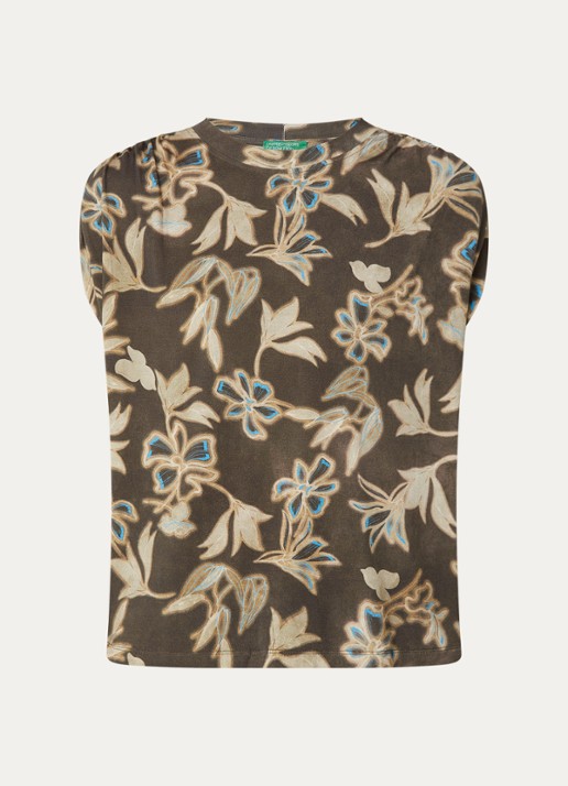 Benetton Top met print en ronde hals