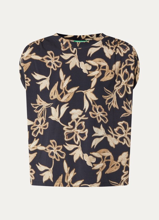 Benetton Top met print en ronde hals