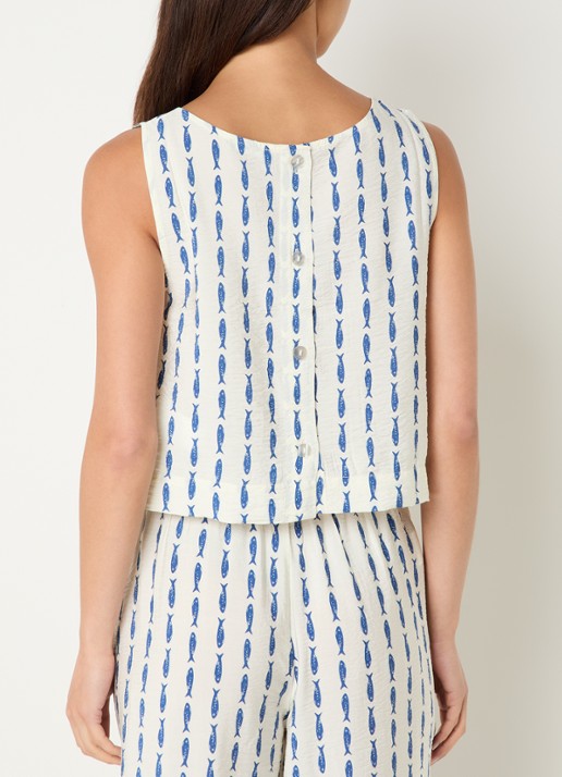 Benetton Top met print - achterkant 4 kobaltblauw