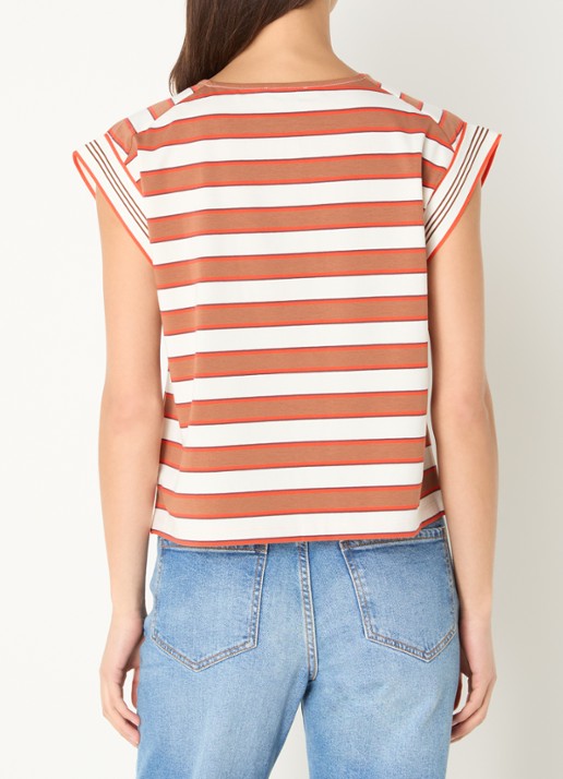 Benetton Top met streepprint - achterkant bruin
