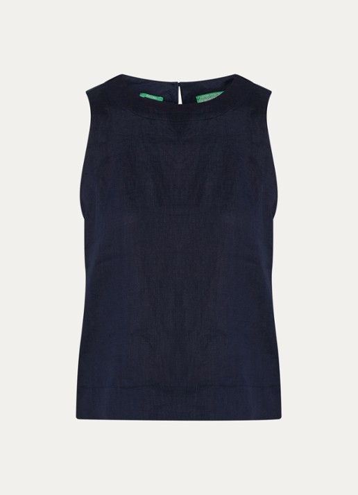 Benetton Top van linnen - voorkant 3 donkerblauw
