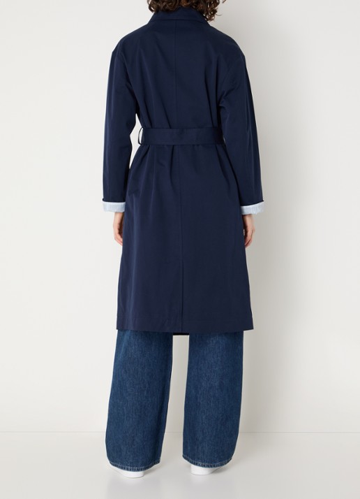 Benetton Trenchcoat met strikceintuur en steekzakken - achterkant 4 donkerblauw