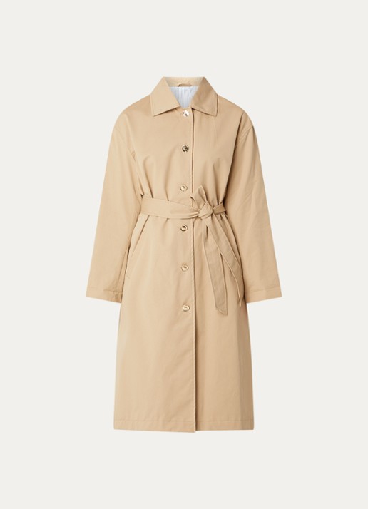 Benetton Trenchcoat met strikceintuur en steekzakken - voorkant 2 camel
