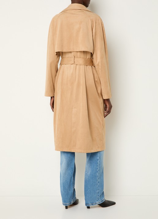 Benetton Trenchcoat van imitatiesuède met strikceintuur - achterkant camel