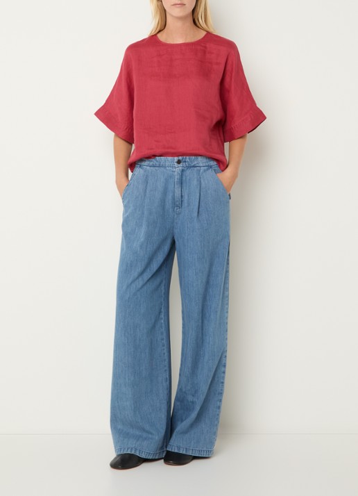 Benetton Tuniek met ronde hals - voorkant 3 kersenrood