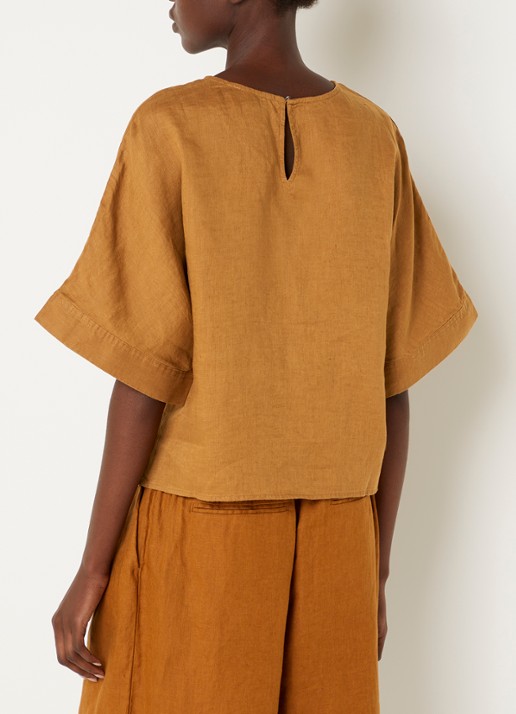 Benetton Tuniek met ronde hals - achterkant mosterd