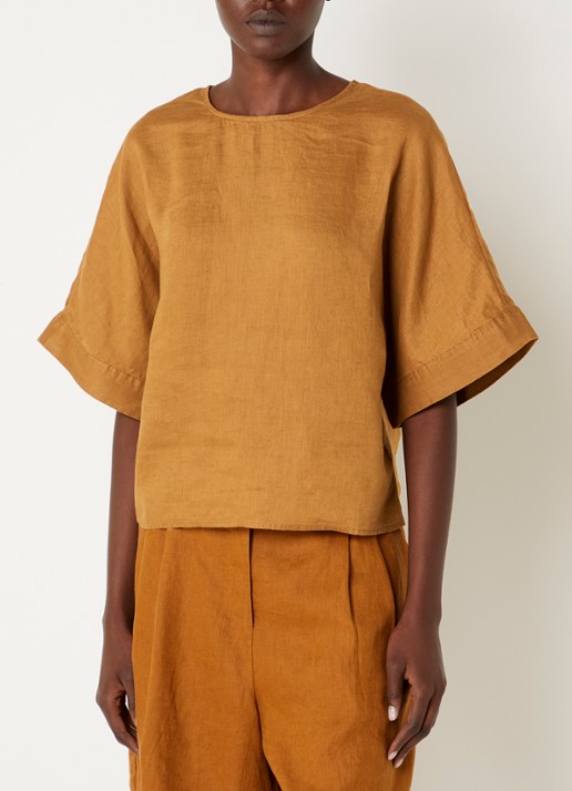 Benetton Tuniek met ronde hals - detail 2 mosterd