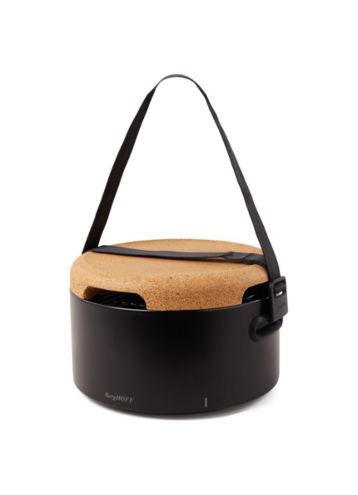 BergHOFF Leo tafelbarbecue met draagriem 35 cm - voorkant 2 zwart